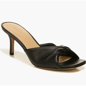 Veronica Beard Sandal Size 8 M Black Leather 3" Kitten Heel Shoes Melli Women's